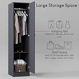 Vida Designs Riano Grey 2 Door Wardrobe 170H x 40W x 53D cm with Shelf & view 4