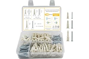 Kevinrooty 3 Sizes Self Drilling Drywall Anchors, 166PCS Nylon Plastic Wall Anchors and Screws for Drywall, No Pre Drill Hole Preparation Required,13x32mm,15x33mm,13x42mm