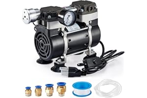 ScitoLAB Vacuum Pump 50 L/Min with Switch, Oilless Lab Pump with Vacuum Meter, Aluminum Silencer and 4 Connectors, for Labora