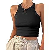 AUSELILY Womens Tank Top Womens Round Neck Basic Racerback Ribbed Tank Top Women