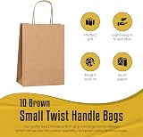 Thepaperbagstore 10 Brown Small Paper Party Bags With Handles 18x22x8cm view 2
