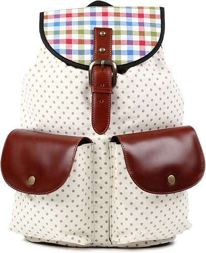 Amazon Tony Styleハンドメイドバッグ 日本製 牛革フラップリュックサック キャンバスドット ナチュラル帆布 Made In Japan タウンリュック ビジネスリュック