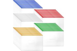 Cedilis 60 Pack Clear Zipper Folders, A4 Size Plastic Zipper Pouch, Poly Zip Files Envelopes for School Office Supplies, Letter Size, 5 Colors