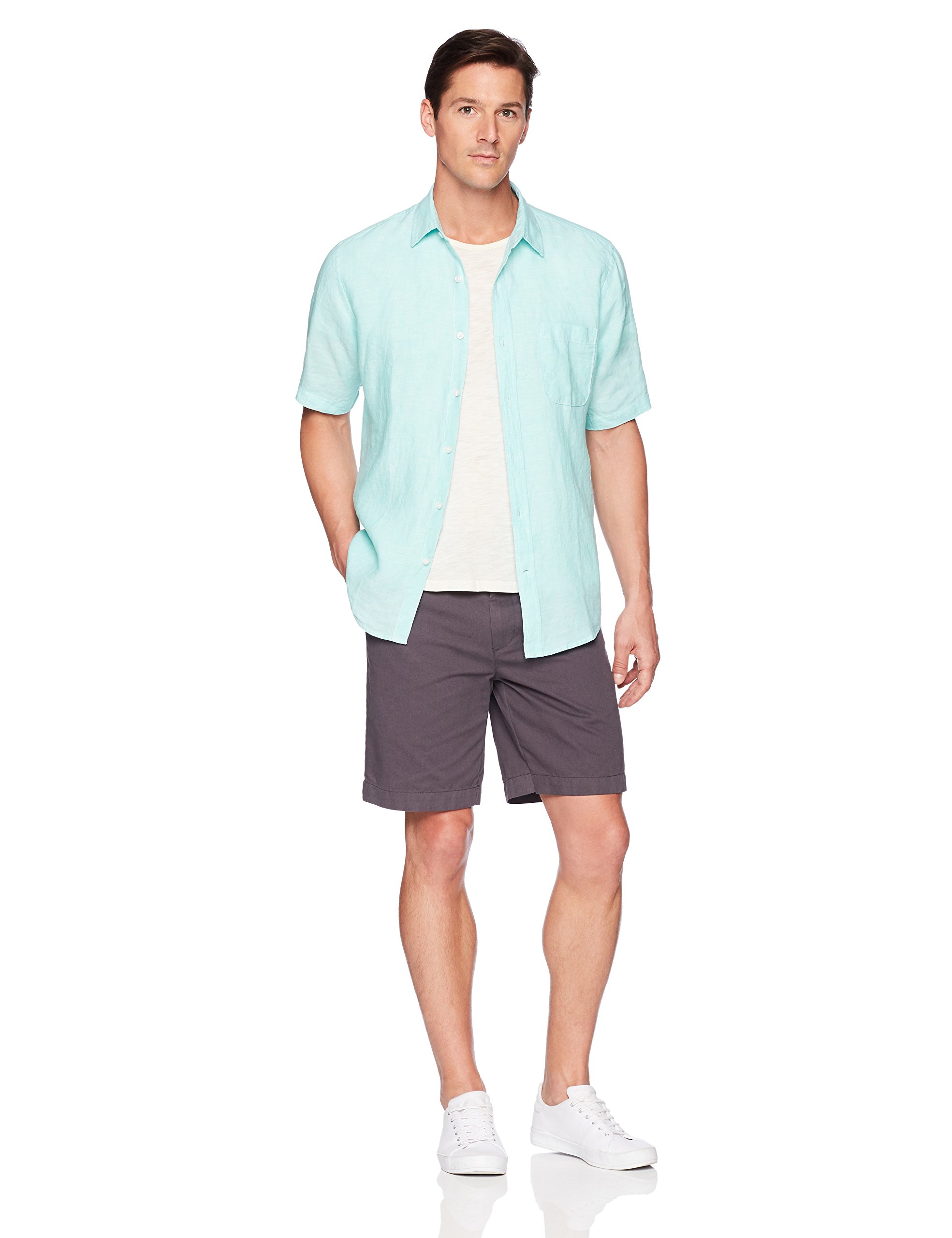 Amazon Essentials Men's RegularFit ShortSleeve Linen Shirt