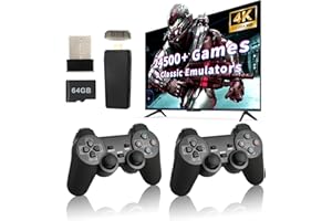 LURMGM Retro Game Console, Wireless Retro Game Console, 24500+ Games Built-in, 9 Emulators, 4K HDMI Output, Dual 2.4GHz Wireless Game, Plug and Play Video Games, Black(64G)