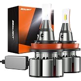 Laxmas H11 LED Bulbs, L2 H8 H9 H16 45,000LM Super Brightness 6000K Cool White Fog Bulbs, IP68 Waterproof, Plug and Play, 15000RPM Turbo Fan, 60000Hrs Lifespan, 1:1 Size Driving Bulbs, Pack of 2