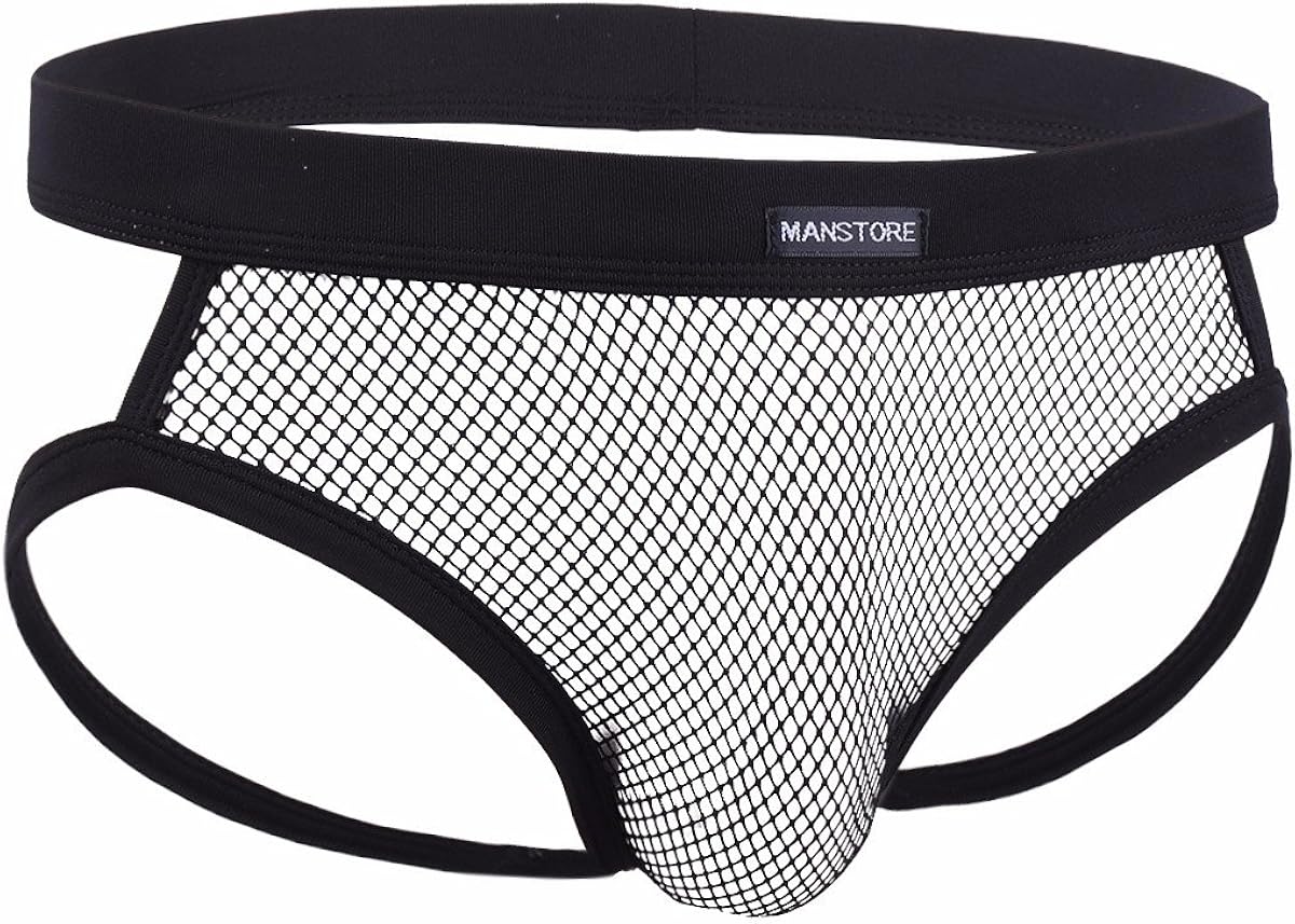 iEFiEL Mens Mesh Low Rise Jockstrap Open Butt Briefs Underwear