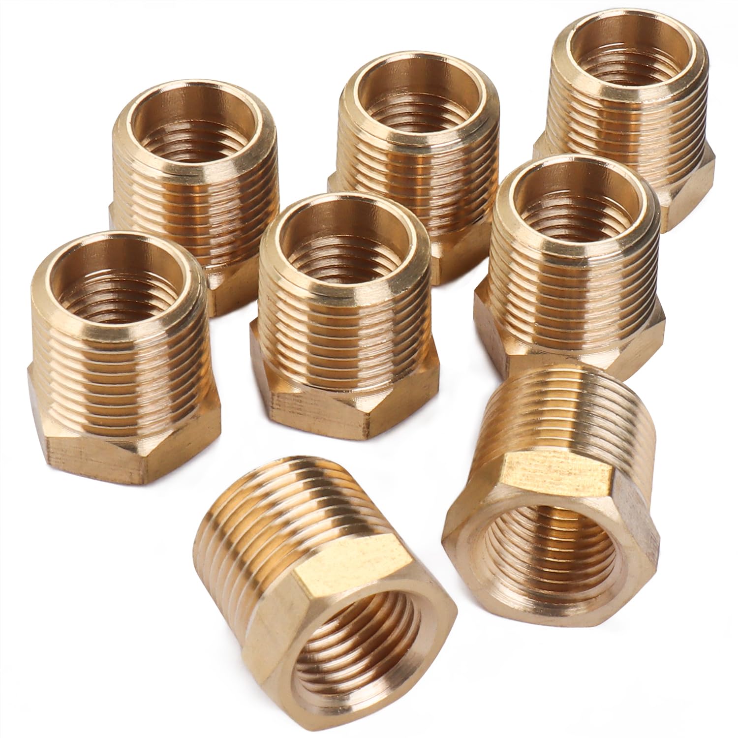 LTWFITTING Brass Pipe 3/8-Inch Male BSPT x 1/4-Inch Female BSPP Hex Bushing Reducer Fittings Fit for Compressor Air Line (Pack of 25)