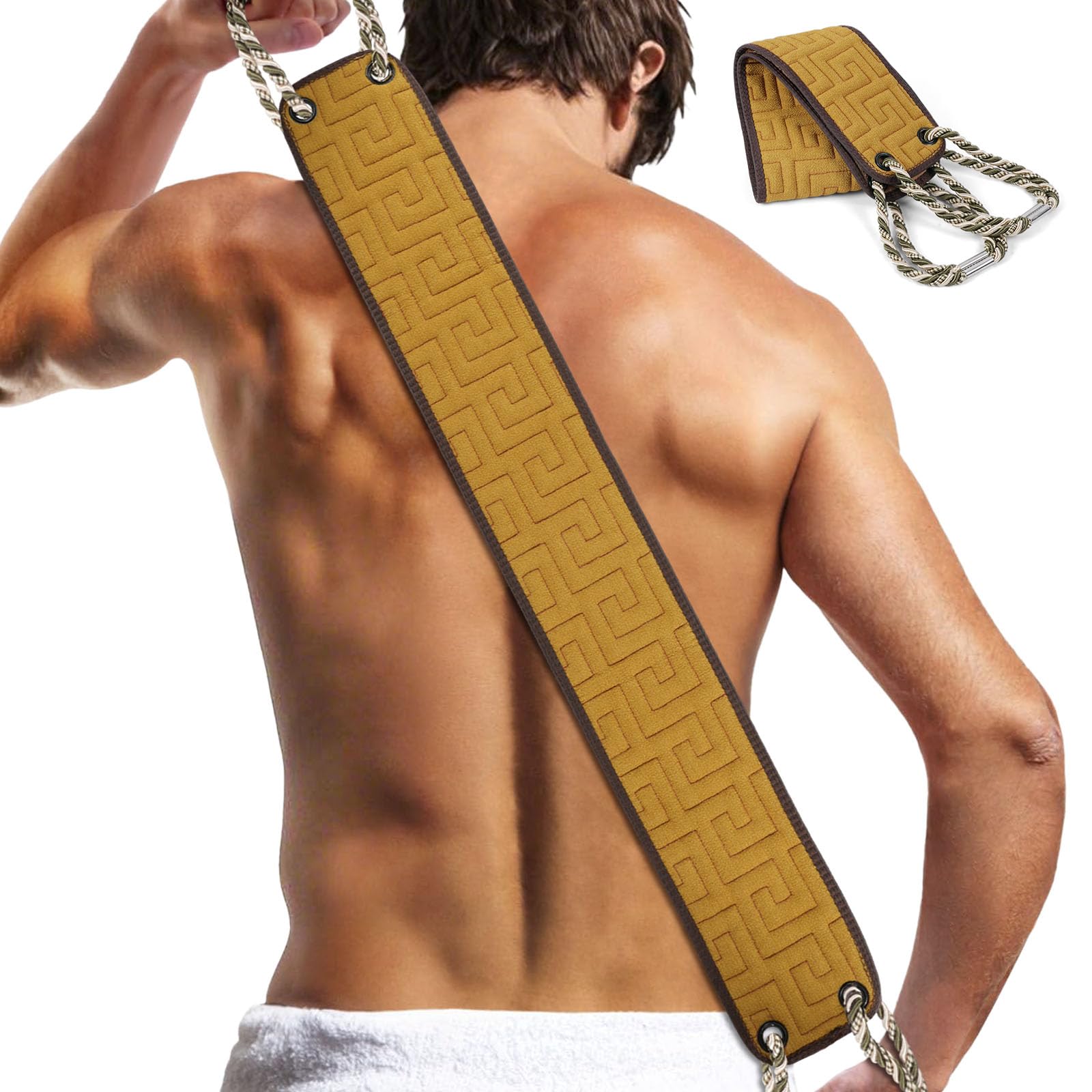 AYBUY Exfoliating Back Scrubber for Shower, 37 Inches Back Washer with Handles, Body Exfoliator Bath Tool for Women and Men, Exfoliate Washcloth to Scrub Your Body Deeply for Exfoliation