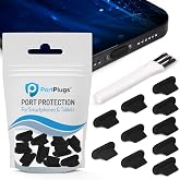 Lightning Dust Plugs 10 Pack,Low Profile Design with Cleaning Brush, Black | Helps block dust, lint and debris, helps support reliable charging, low profile fit, durable flexible construction
