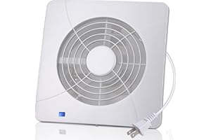 Fanspex 6" Window or Wall Mount Exhaust Fan with Mesh Screen, 5W DC Brushless Small Exhaust Fan for Bathroom Kitchen Garage, 1.0 Sones Low Noise, on/off Button