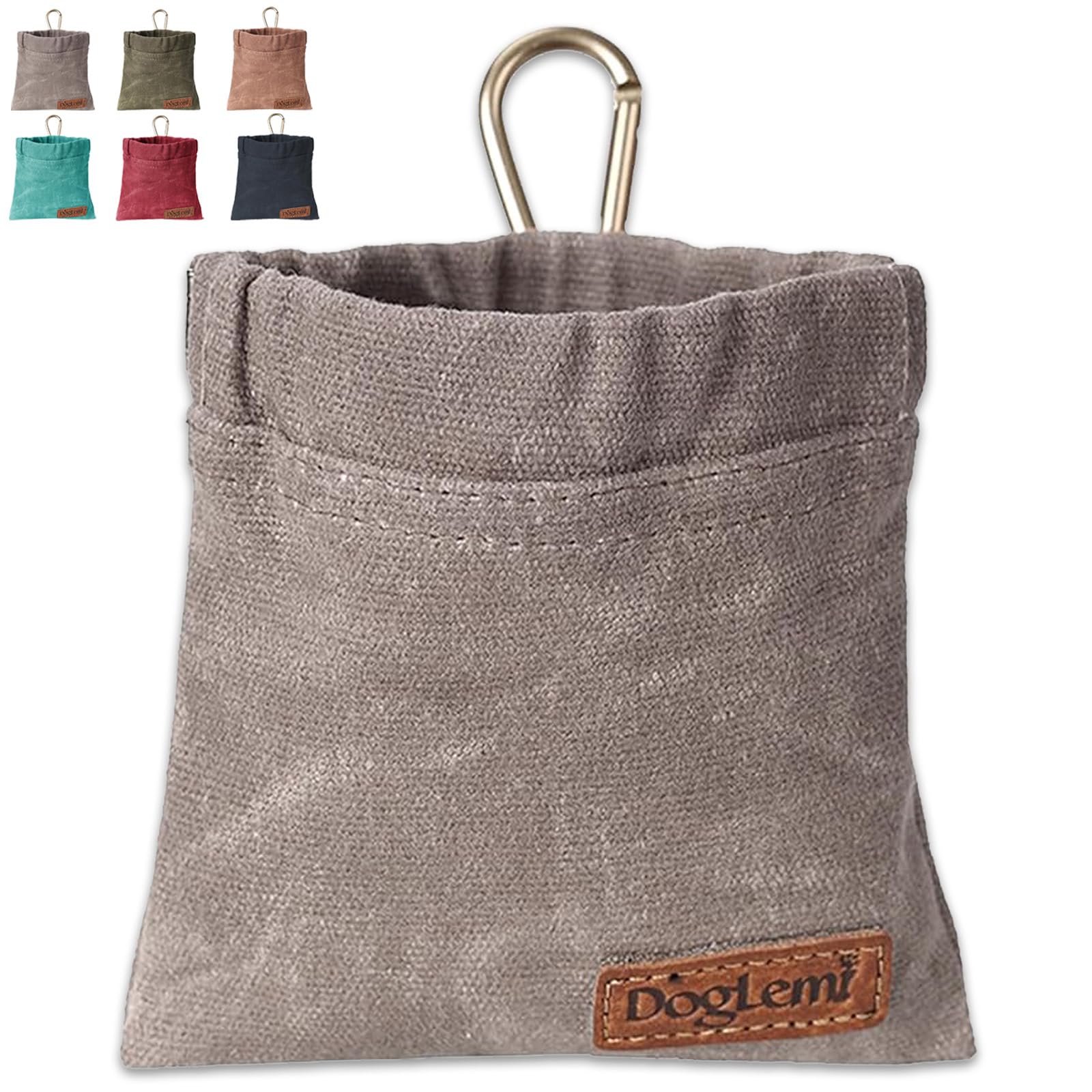 Duuclume Dog Treat Bag, Puppy Dog Training Pouch Hands-Free Walking Dog Treat Pouch, Includes Carabiner, for Pet Puppy Travel or Outdoor Use (Grey)