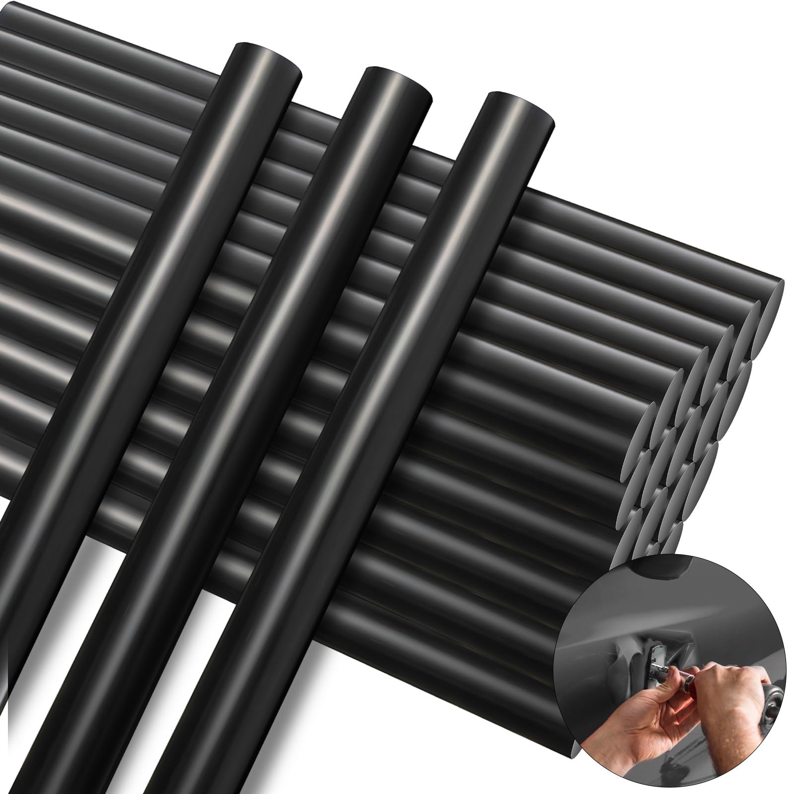 Photo 1 of CroBlissful 20 Pcs Paintless Dent Repair Glue Sticks PDR Glue Hot Sticks Paintless Dent Repair Tool for Car Restoration Remover Tool Set (Black)