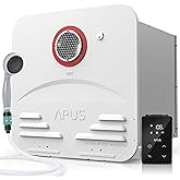 APUS RV Tankless Water Heater, 68,000 BTU Propane Gas On Demand Hot Water with White Door&Remote, 12V, 3.9 GPM, High Altitude