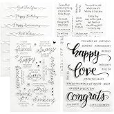 DOKLY 4PCS Words Clear Stamp, Silicone Stamp Cards Greeting Words Pattern for Card Making and DIY Scrapbooking Journaling