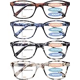 4 Pack Progressive Multifocus Reading Glasses for Women Men Spring Hinge Blue Light Blocking Readers