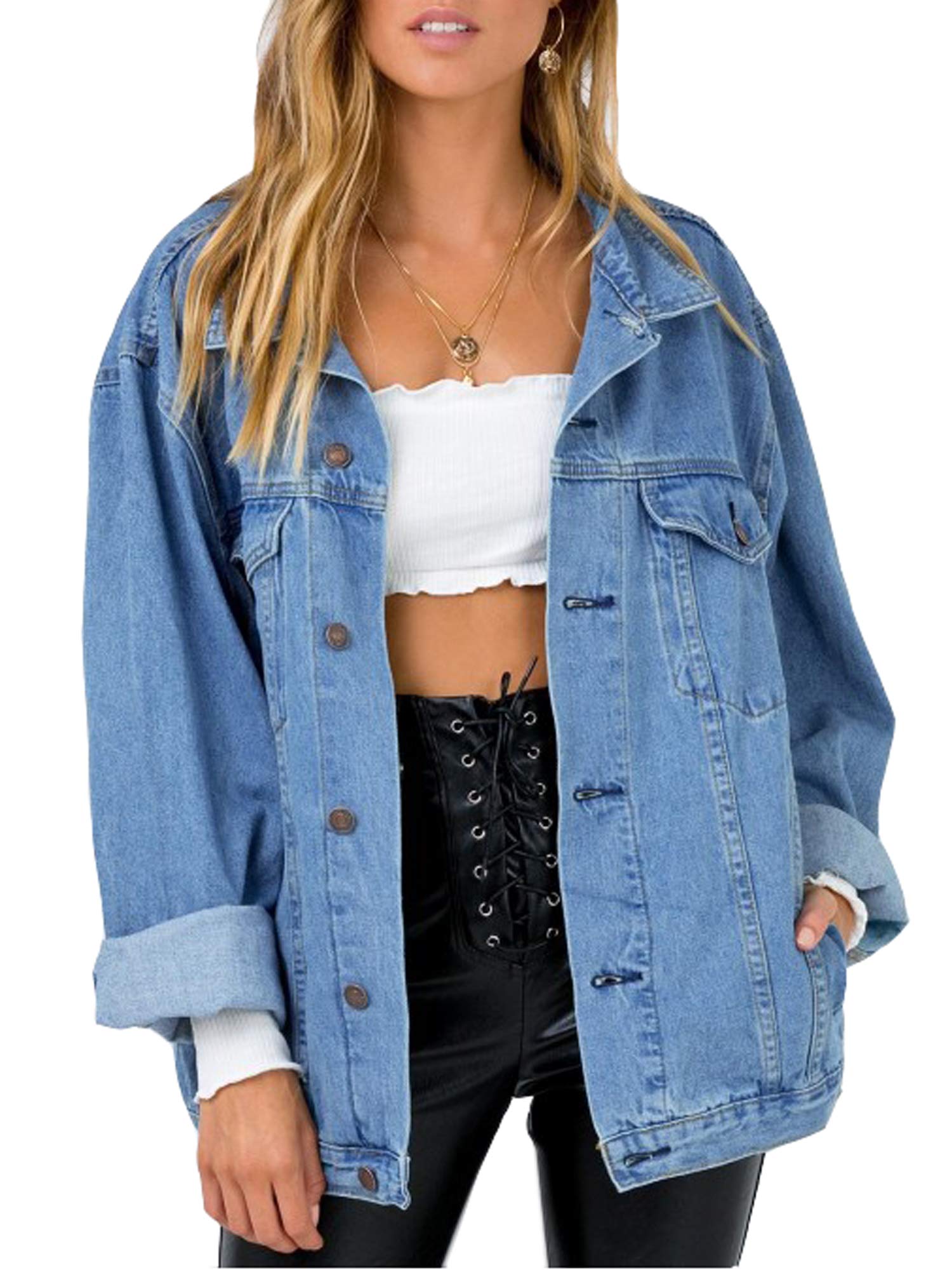 oversized blue jean jacket plus size