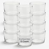 Restaurantware Sumi 7.5 Ounce Rocks Glasses Set of 12 Fine-Blown Lowball Glasses - Tempered Dishwasher-Safe Glassware Clear Glass Whiskey Glasses Serve Cocktails and Liquors For Bars or Homes