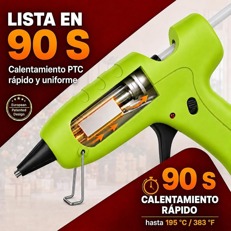® Pistola de silicone quente anti-gotejamento com 30 sticks de cola 7mm-30W