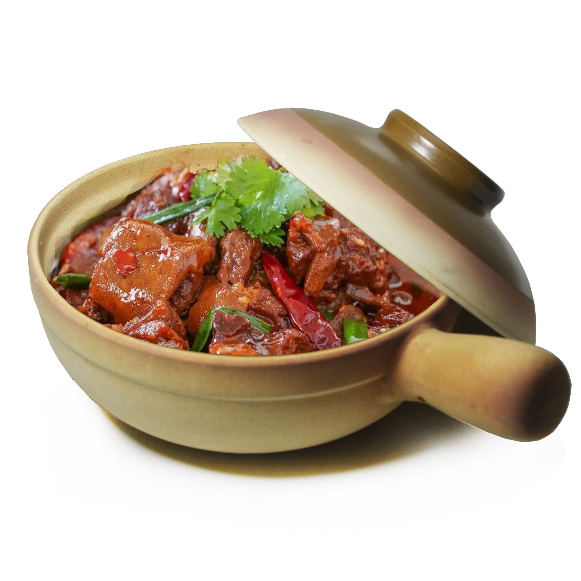 Casserole Bowls French Onion Soup Crock Retro Clay Pottery with Lid Cooking Soup Shaguo (DR19cm handle)