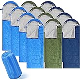 Junkin 12 Pcs Camping Sleeping Bag Bulk for Adults Homeless 4 Seasons Cold Warm Weather Sleeping Bags Waterproof Lightweight with Compression Sack for Hiking Travel Outdoor (Multicolor)