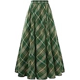 Scarlet Darkness Long Plaid Skirts for Women High Waist A Line Pleated Fall Maxi Skirts