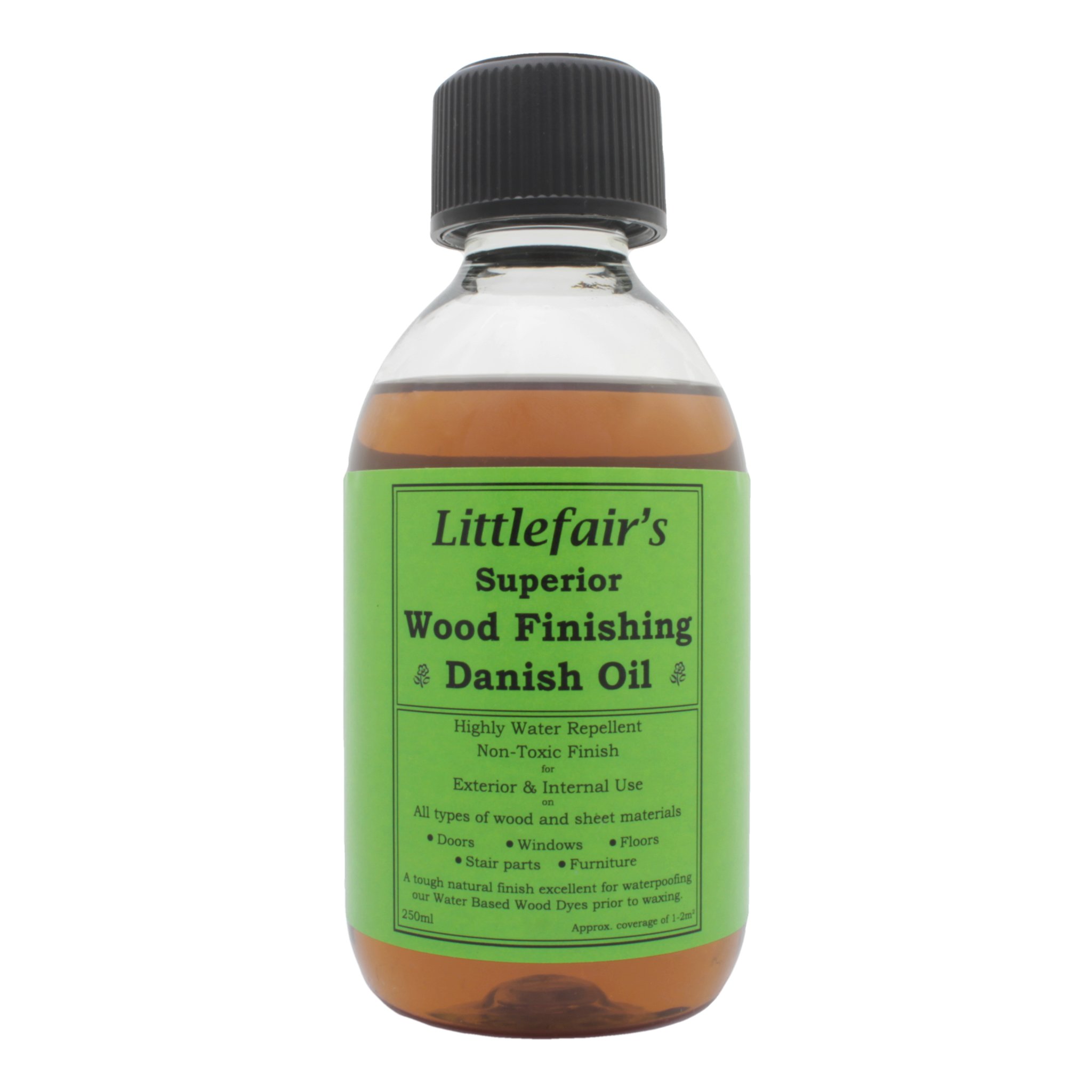 Littlefair’s Danish Oil for Wood 250ml - Water Resistant & Quick-Drying Formula - Danish Oil for Wood Exterior, Interior & Wooden Worktops - Easy Apply & Low Sheen Finish for All Wood Types