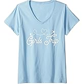 Womens Girls Trip Summer Besties Womens Matching Group Top V-Neck T-Shirt