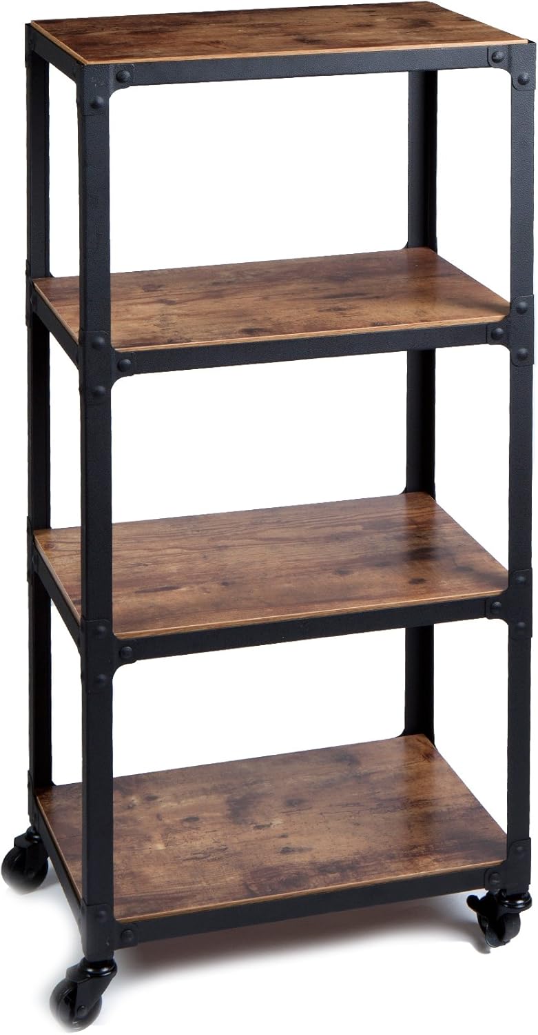 Mind Reader 4 Tier All Purpose Utility Cart, Wood/Metal, Black/Brown: Home & Kitchen
