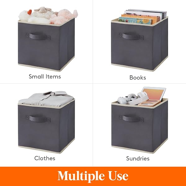 LIFEWIT STORAGE CUBES, FOLDABLE DECORATIVE FABRIC STORAGE BASKETS FOR ORGANIZING HOME ORGANIZERS WITH HANDLES FOR SHELVES, CLOSET, 11 INCH BINS, 18L GRAY, 16 PACKS