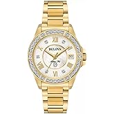 Bulova Ladies' Marine Star 'Series L' 3-Hand Day Date Quartz Diamond Watch, Sapphire Crystal, 100M Water Resistant, Mother-of-Pearl Dial, 34mm