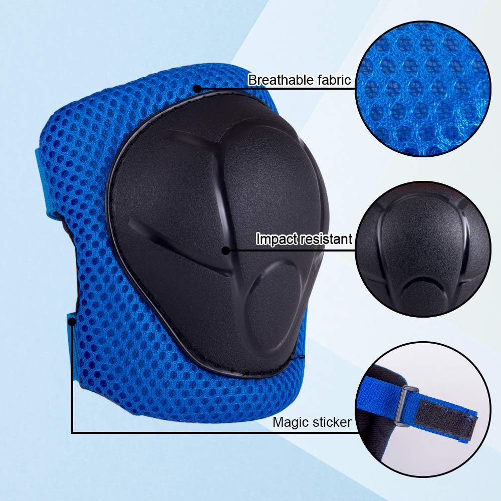 HOCALISS Knee Pads for Kids Kneepads and Elbow Pads Kids Protective Gear Set Toddler Knee Pads and Elbow Pads Wrist Guards for Skates Skateboard Inline Skating Cycling Bike Rollerblading Scooter : Sports & Outdoors
