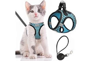 SALFSE Cat Harness and Leash Escape Proof,Adjustable Soft Mesh Kitten Vest Harness for Walking Reflective Pet Harness for Cat Small Dogs Puppy