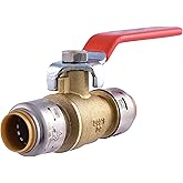 Sharkbite Max 1/2 x 1/2 in PTC Ball Valve, Push-to-Connect Brass Water Shut-Off Plumbing Fitting, UR22222