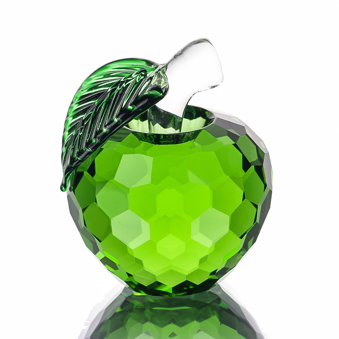 H&D HYALINE & DORA H&D Crystal Apple Paperweight Art Glass Fruit Collectible Figurines,Home Wedding Decor Ornament,Green Apple 40mm