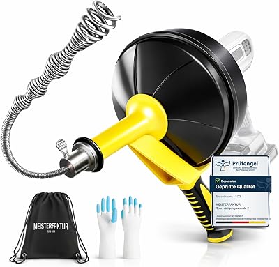 MeisterFaktur Drain Snake 25 FT with Drill Attachment Unblocker