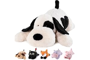 meowtastic Black & White Dog Weighted Stuffed Animals - 22 Inch 4.5 Pounds Weighted Plush Dog Stuffed Animals - Big Stuffed D
