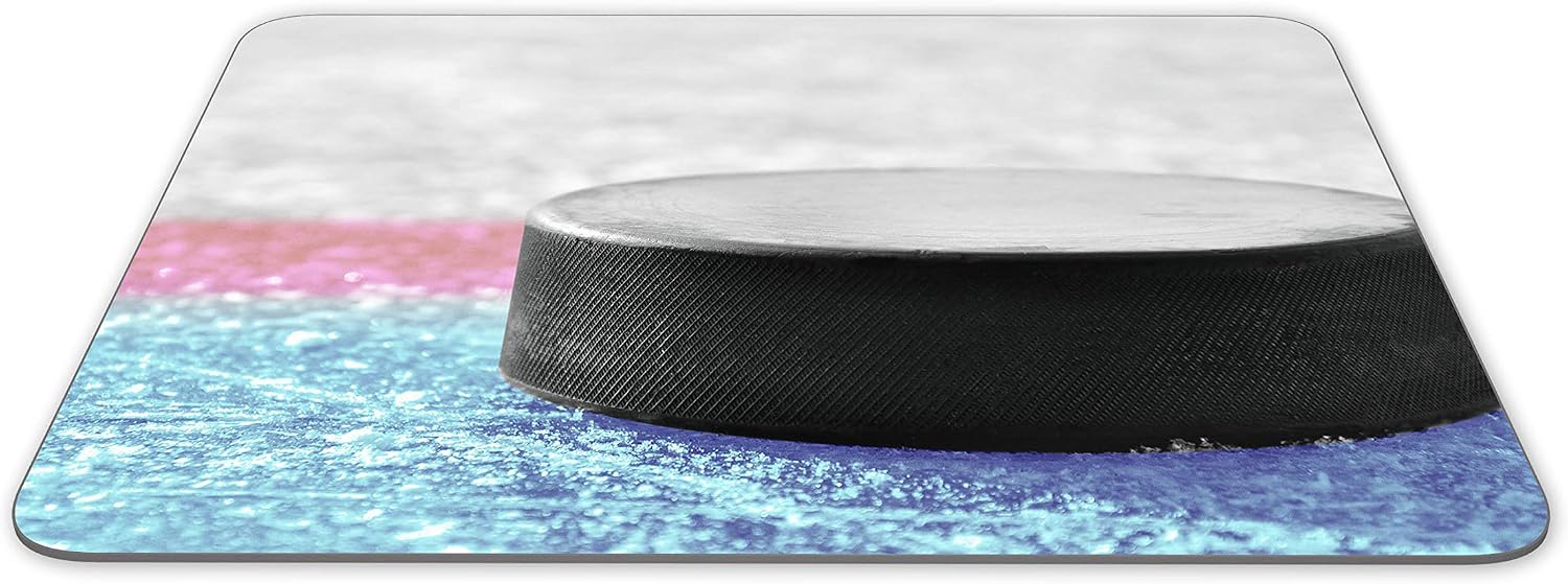 Ice Hockey Puck Mouse Mat Pad - Teenager Boys Ice Skater Computer #14196, Multicolor, 23.5cm x 19.6cm x 5mm - Image 3