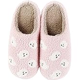 HIPINISS Womens Mens Slippers Retro Memory Foam Cute Cartoon Plush Fluffy Warm Fur Lined slippers Indoor House Home Winter Shoes