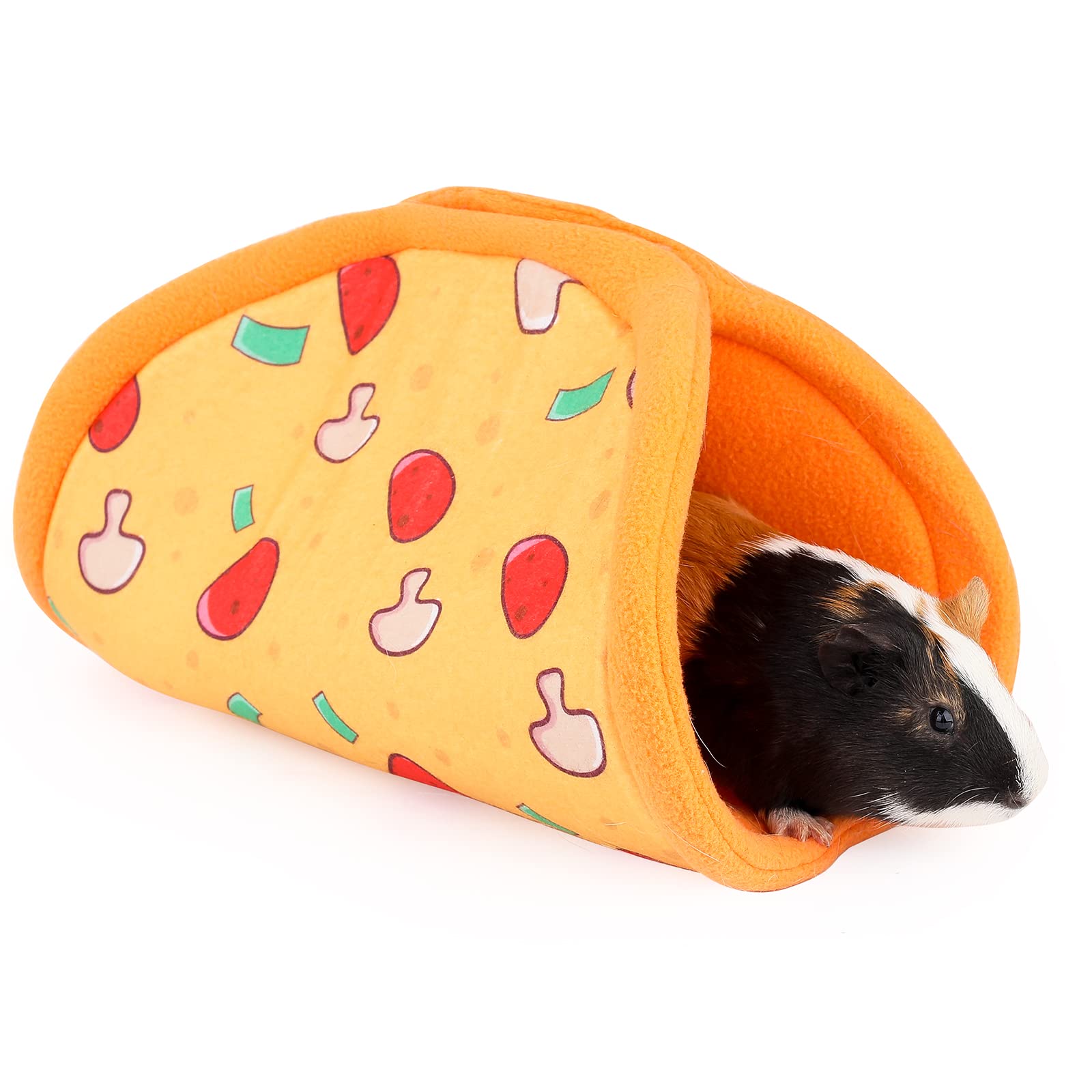 ONEJU Guinea Pig Hideout & Tunnel, Rabbit & Bunny Accessories - Pizza Pattern