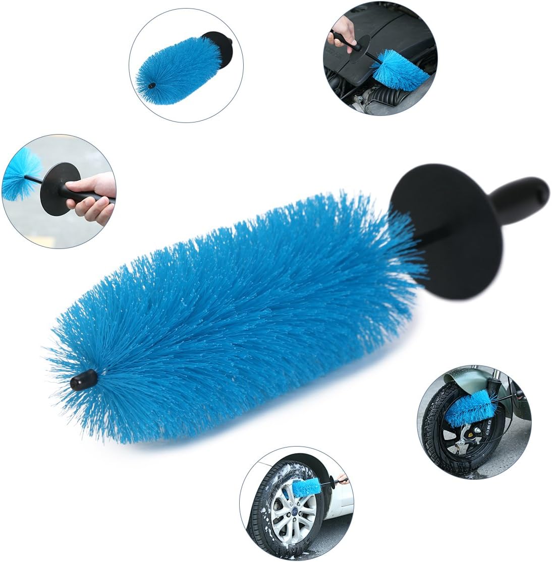 18" Wheel Brush Detail Rim Car Cleaner with Long Handle and Soft Bristle, Washing Tool for Wheels Rim Tire Engine Exhaust Pipe Car Motorcycle Bicycles