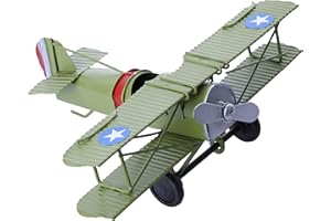 BERRY PRESIDENT Vintage Retro Wrought Metal Iron Biplane Plane Aircraft Handicraft Models - Photo Props Home Decor/Ornament/Souvenir (Green)