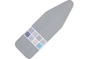 LCLW Ironing Board Cover and Pad Standard Size 15 x 54,3 Pairs of Hook and Loop Fastener Straps,Elastic Edges,Cotton Iron Board Cover with Scorch Resistant Thick Padding (Pattern E)