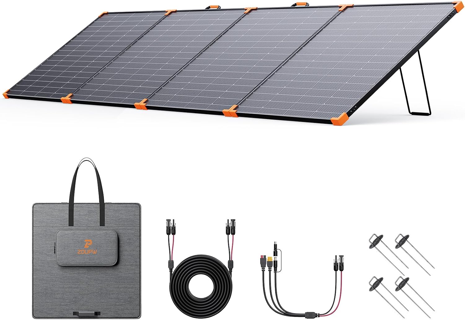 ZOUPW 450W Portable Solar Panel,38V N-Type 16BB 25% High Efficiency Foldable Solar Charger for EcoFlow Delta/Anker C1000/C1000 Gen2/Bluetti Elite 100,IP68 Waterproof for Offgrid RV Home Backup