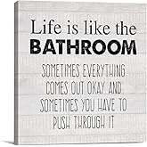Country Life Is Like the Bathroom Canvas Prints Wall Art Decor Humor Bathroom Restroom Poster Painting Framed Artwork 8 x 8 Inch Home Shelf Wall Decoration Gift