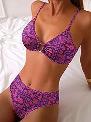 Fanuerg Women's Triangle Bikini Sets O Ring Linked