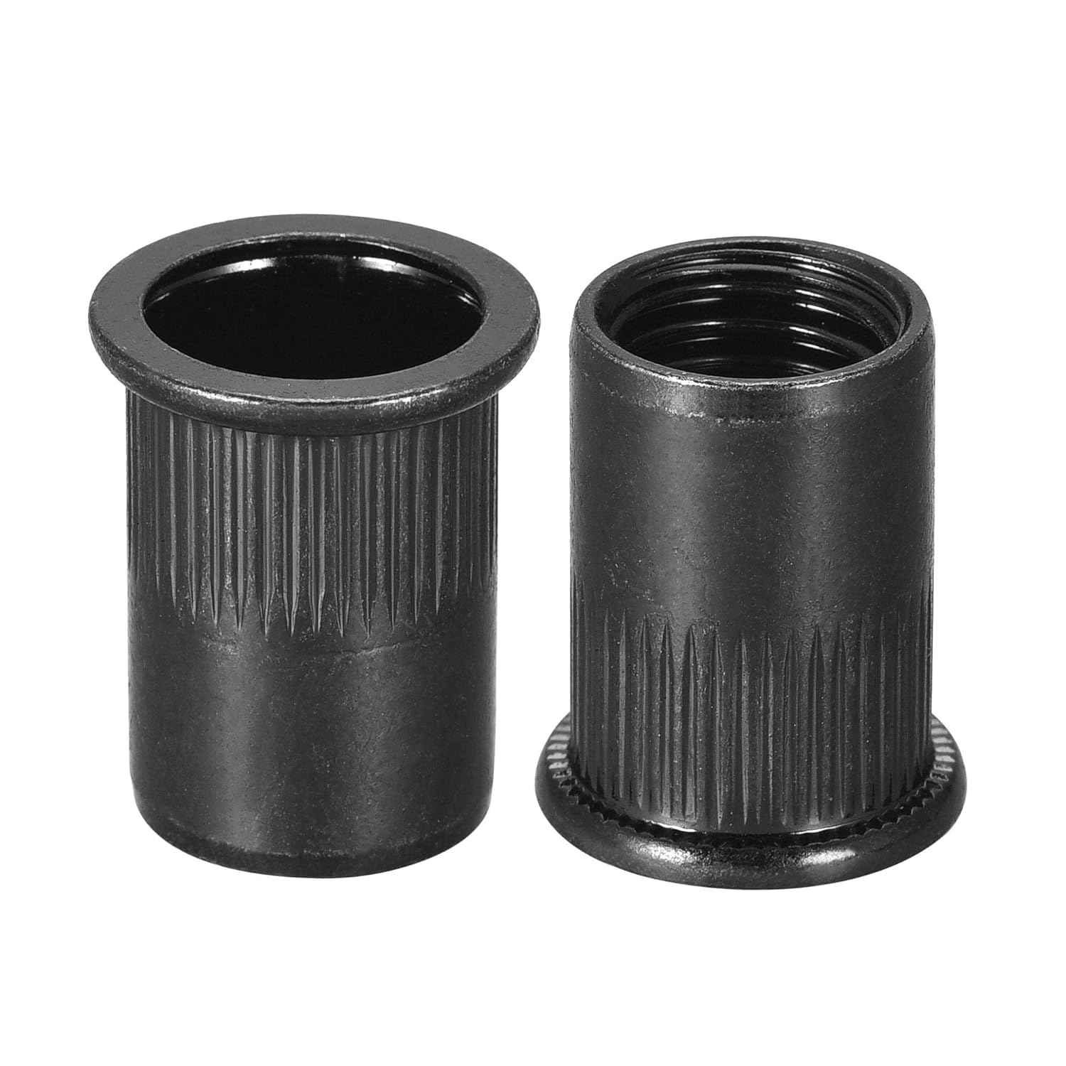 TA-VIGOR 20Pcs M12 Rivet Nuts, Carbon Steel Zinc-Plated Knurled Flat Head Threaded Insert Nut Black for Automotive Furniture