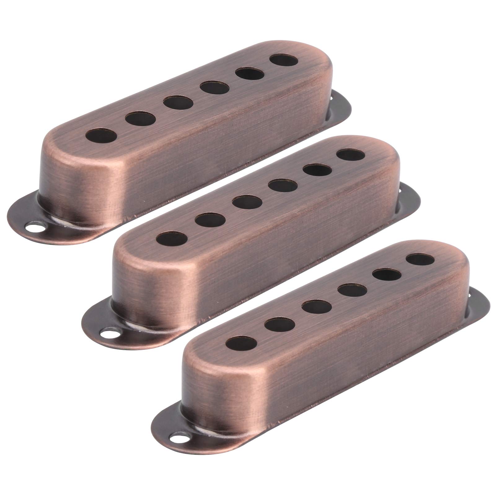CHICIRIS 3Pcs Guitar Single Pickup Cover, Brass Single Coil Pickup Cover 48mm/50mm/52mm Stratocaster Pickup Covers for ST SQ Electric Guitar(Red copper) Electric Guitar Accessories
