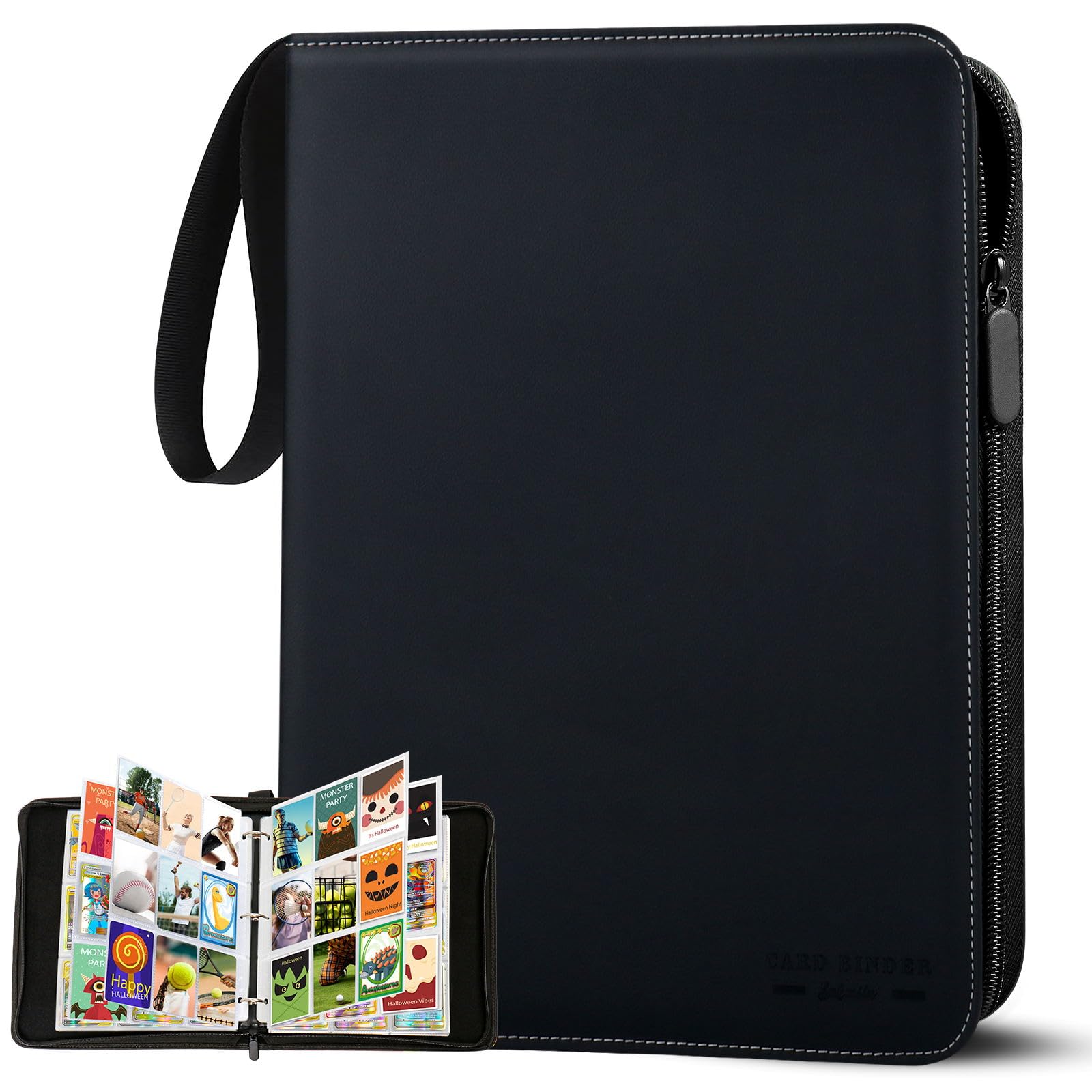 Trading Card Binder 9 Pocket,40 Pages Removable Sleeves Holds Up to 720 Card Folder,Card Album with Zippe for Collectible Games,Sports,TCG,MTG(Black)