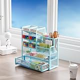 Marbrasse Mesh Desk Organiser Multicompartment Pen Holder Blue view 5